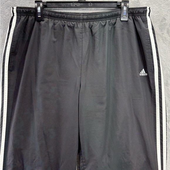 Adidas Black White Mens XL Zip Joggers Workout ActiveWear Athleisure 3 Stripe - Picture 2 of 16